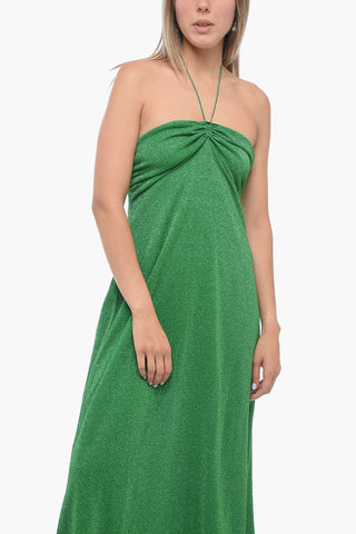 Off-Shoulder Lurex Dress with Lace-up Detail