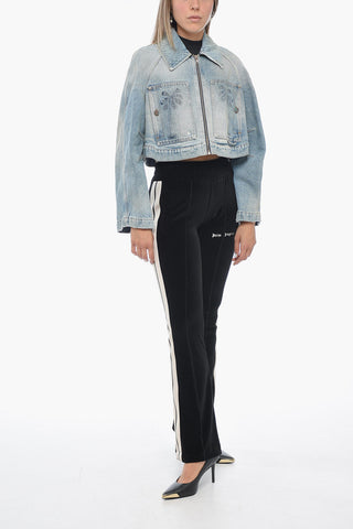 Giubbotto Crop in Denim con Zip Frontale