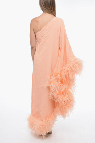 Crepe UBUD One-shoulder Dress with Ostrich Feathers
