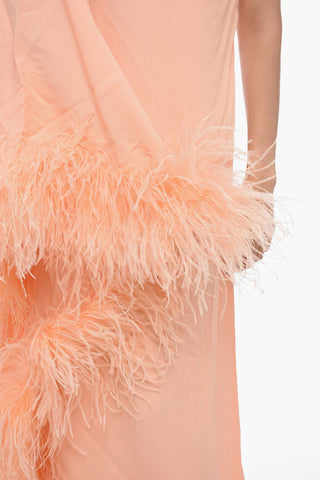 Crepe UBUD One-shoulder Dress with Ostrich Feathers