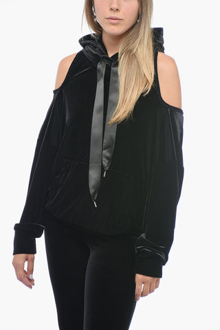 Chenille Hoodie with Bare Back Design