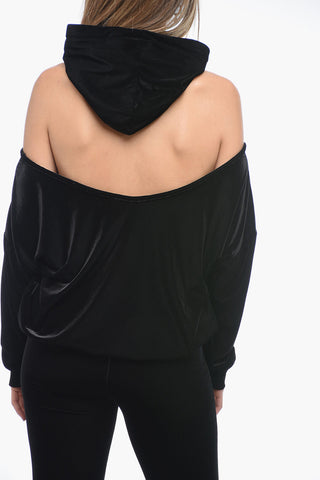 Chenille Hoodie with Bare Back Design
