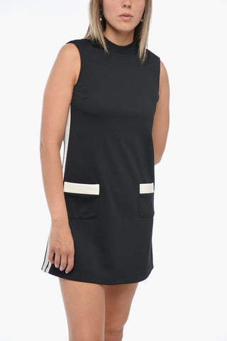 Sleeveless Track Dress with Patch Pockets