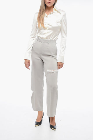 Pantaloni 4 Tasche con Cut-outs e Dettagli in Pizzo