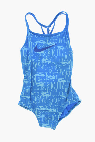 SWIM Stretch Nylon One-Piece Swimsuit with All-Over Logo