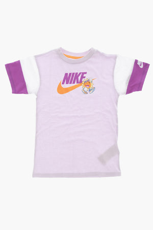 Zweifarbiges Rundhals-T-Shirt mit Logo-Print
