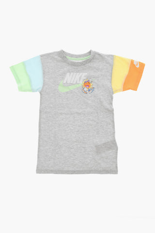 Two-Tone Crewneck T-Shirt with Logo Print