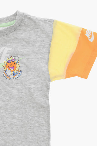 Two-Tone Crewneck T-Shirt with Logo Print