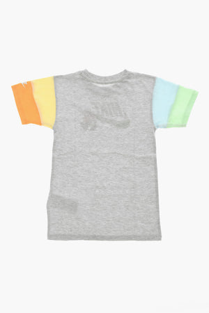 Zweifarbiges Rundhals-T-Shirt mit Logo-Print
