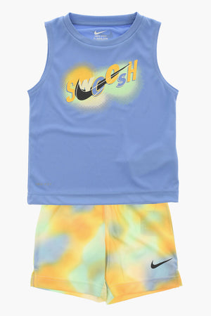 Set Rundhals-Top und Tie-Dye-Shorts