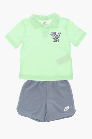 T-Shirt- und Shorts-Set aus Baumwollmischung mit aufgedrucktem Logo