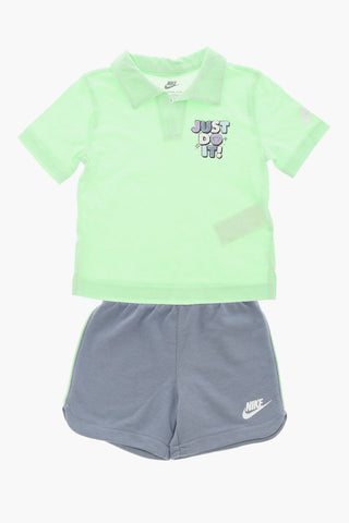 T-Shirt- und Shorts-Set aus Baumwollmischung mit aufgedrucktem Logo