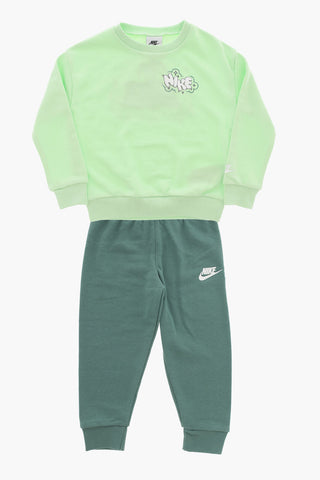 Set Felpa Girocollo e Joggers in Misto Cotone Garzato