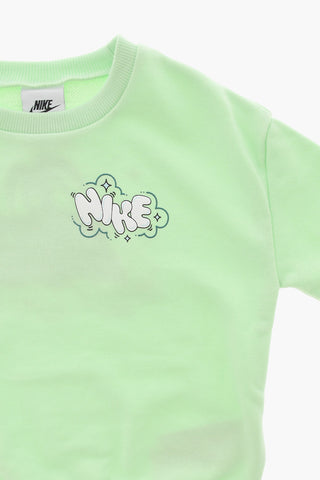 Set Felpa Girocollo e Joggers in Misto Cotone Garzato