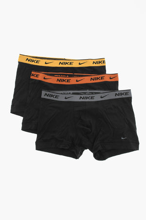 Set of 3 Stretch Cotton Boxer Briefs with Logo Waistband