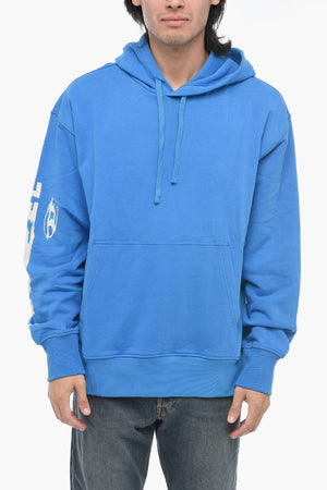 Bedrucktes Kapuzensweatshirt S-MACS-G7 aus angerauter Baumwolle