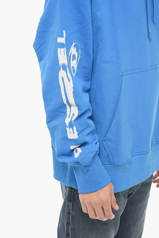 Bedrucktes Kapuzensweatshirt S-MACS-G7 aus angerauter Baumwolle