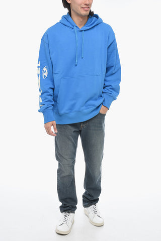 Bedrucktes Kapuzensweatshirt S-MACS-G7 aus angerauter Baumwolle