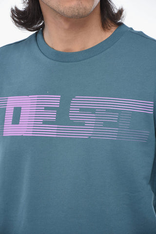 Rundhals-Sweatshirt S-GINN-E3 aus gebürsteter Baumwolle mit Logoprint
