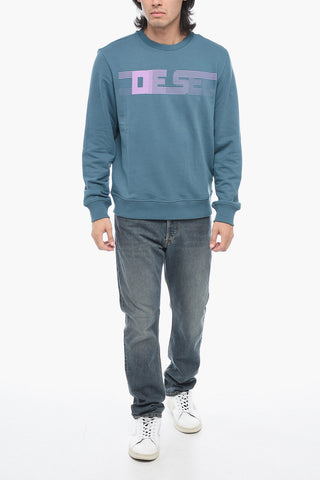 Rundhals-Sweatshirt S-GINN-E3 aus gebürsteter Baumwolle mit Logoprint
