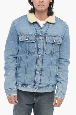 Denim D-BARCY Padded Jacket with Eco Fur Collar