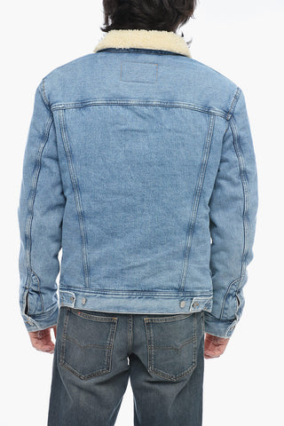 Denim D-BARCY Padded Jacket with Eco Fur Collar