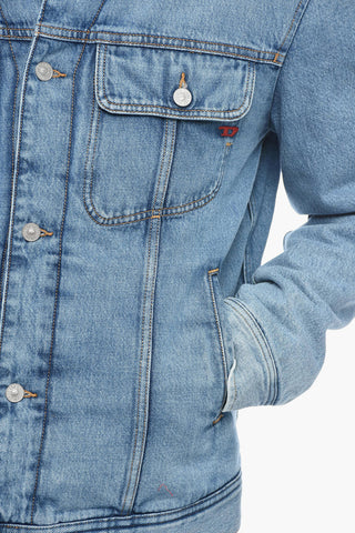 Denim D-BARCY Padded Jacket with Eco Fur Collar