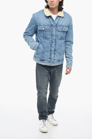 Denim D-BARCY Padded Jacket with Eco Fur Collar