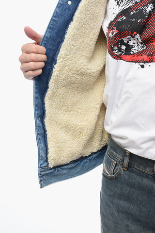 Denim D-BARCY Padded Jacket with Eco Fur Collar