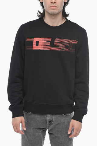 Brushed Cotton S-GINN-E3 Crewneck Sweatshirt With Logo Print
