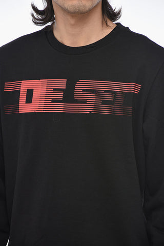 Brushed Cotton S-GINN-E3 Crewneck Sweatshirt With Logo Print