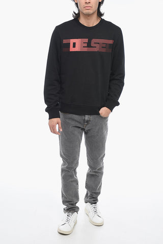 Brushed Cotton S-GINN-E3 Crewneck Sweatshirt With Logo Print