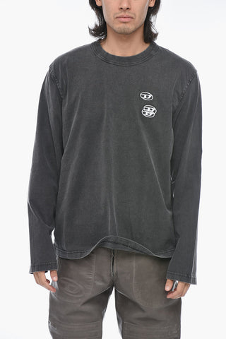 Embroidered Logo T-CRANE-LS-SLITS Long Sleeved T-shirt