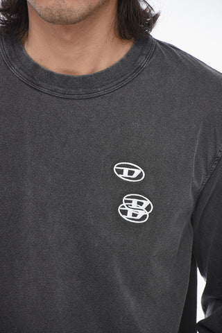 Embroidered Logo T-CRANE-LS-SLITS Long Sleeved T-shirt