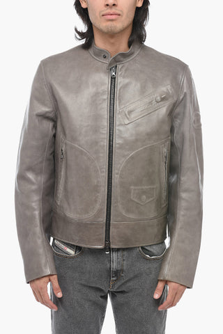 L-JOSH Leather Jacket with Mandarine Collar