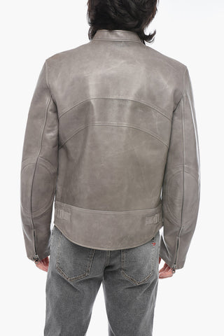 L-JOSH Leather Jacket with Mandarine Collar
