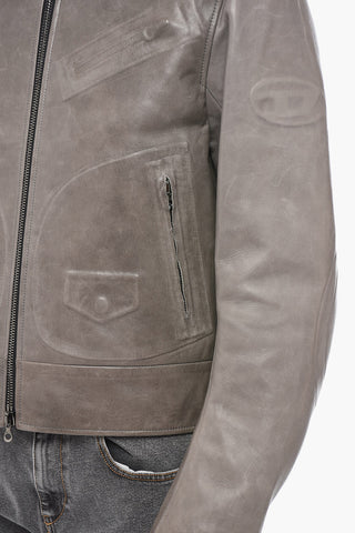 L-JOSH Leather Jacket with Mandarine Collar