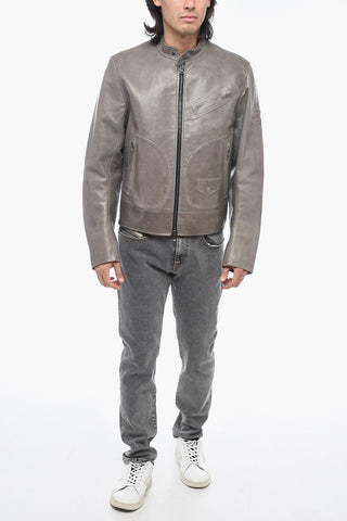 L-JOSH Leather Jacket with Mandarine Collar