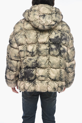 Quilted W-RALLE Down Jacket with Tie-Dye Print