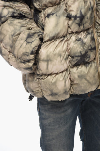 Quilted W-RALLE Down Jacket with Tie-Dye Print