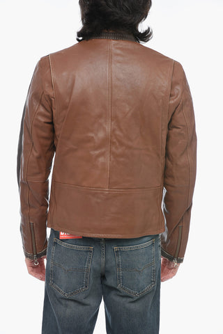 Leather L-MUSE Padded Jacket with Vintage Effect