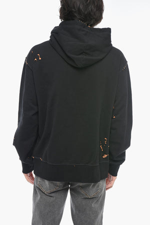 Kapuzensweatshirt S-MACS-L2 mit Distressed-Effekt und besticktem Logo