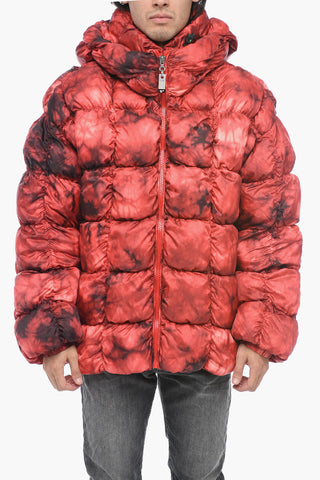 Quilted W-RALLE Down Jacket with Tie-Dye Print
