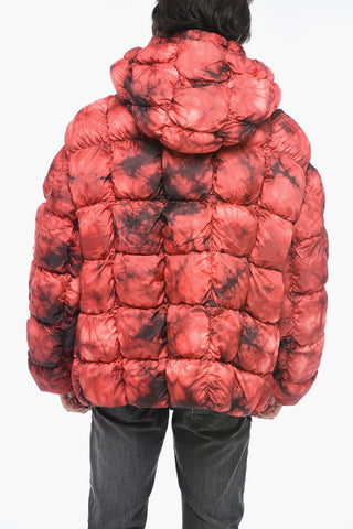 Quilted W-RALLE Down Jacket with Tie-Dye Print
