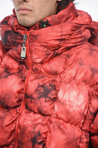 Quilted W-RALLE Down Jacket with Tie-Dye Print