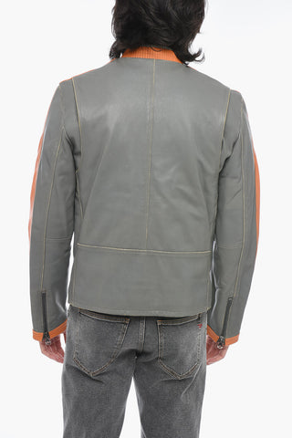 Giubotto in Pelle Imbottito L-MUSE con Effetto Vintage