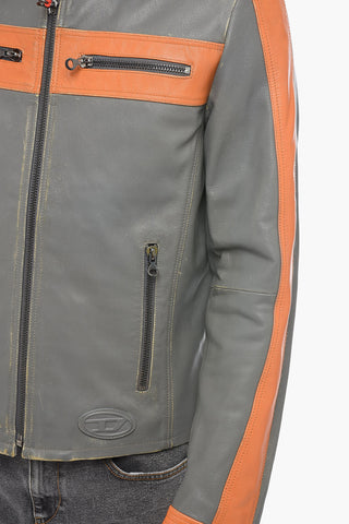 Giubotto in Pelle Imbottito L-MUSE con Effetto Vintage