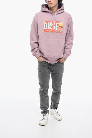 Kapuzensweatshirt S-MACS-HOOD-POFF-L1 mit Logo im Distressed-Look