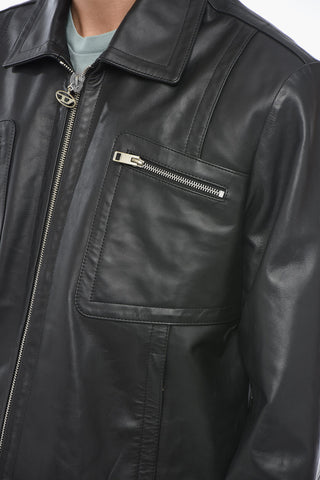 Leather L-CALE Jacket with Double Chest Pocket