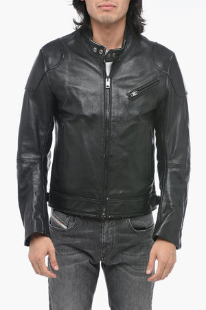 Hammered Leather Jacket L-HEIN with Patch